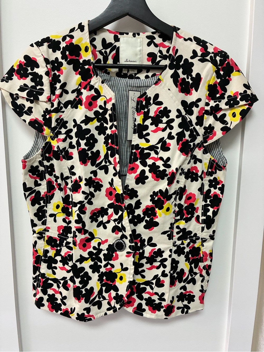 Elevenses Y2K Floral Cap-Sleeve Cotton Top or Blazer